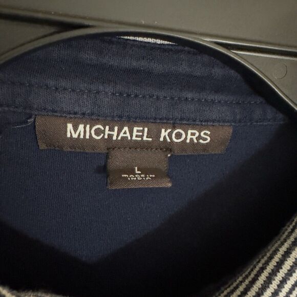 MICHAEL KORS Polo Shirt Men Large Blue MK Logo Cotton Mens - Picture 3 of 7